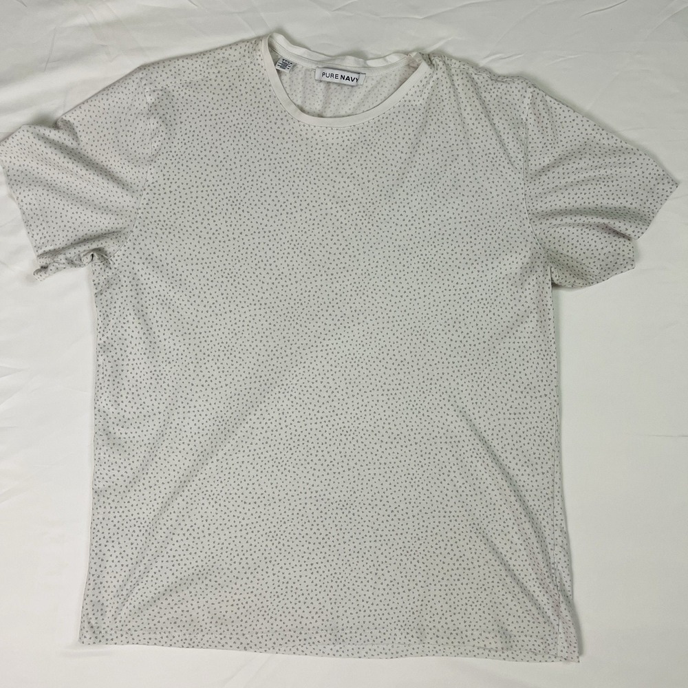 Pure Navy Women's Micro Heart Print Crew Neck Tee Off White Gray Short Sleeve